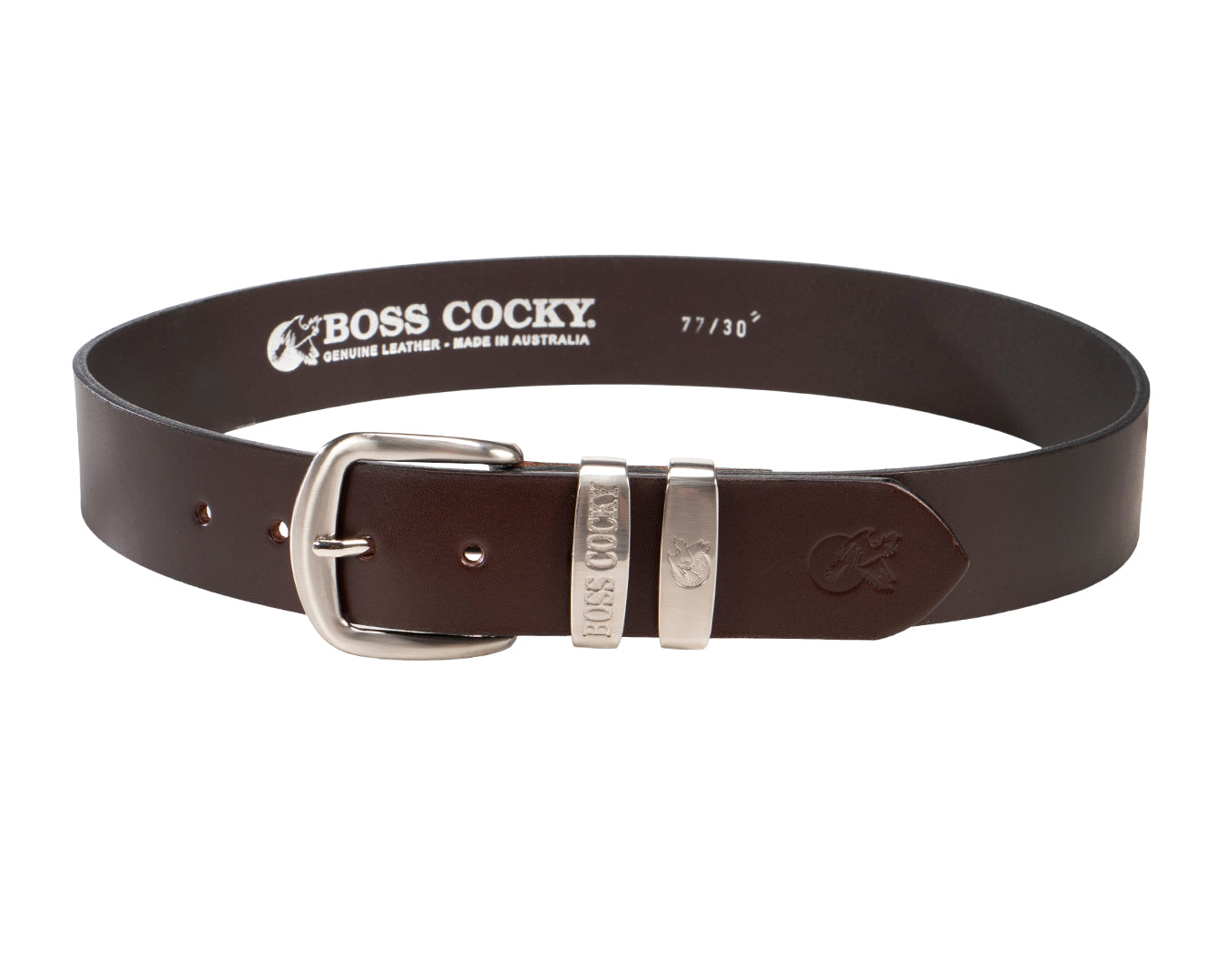 BOSS COCKY MUSTER 40MM DOUBLE LOOP BELT BROWN