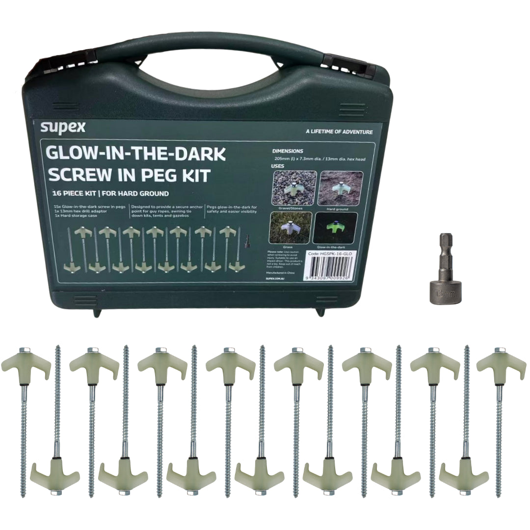 16PC GLOW IN THE DARK SCREW IN PEG SET