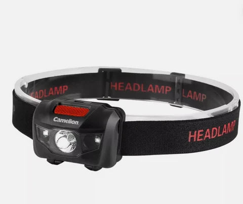 Camelion 2 Watt 120Lm Head Lamp W/Red Light + 3 AAA Batteries