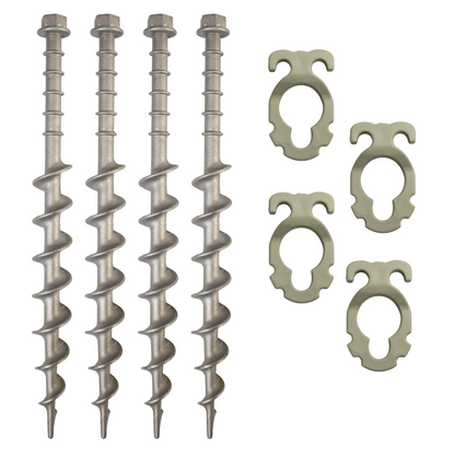 ALLOY SCREW IN PEGS WITH ROPE HOOKS - 4 PACK
