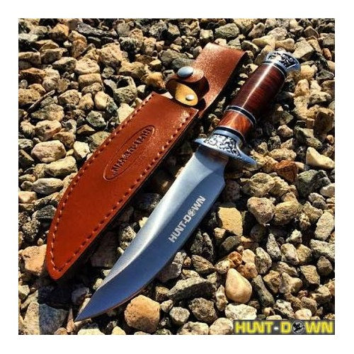 Hunt Down Fixed Blade Wood Handle With Sheath