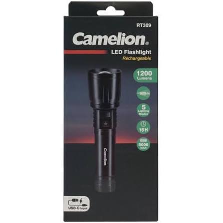 CAMELION RECHARGEABLE FLASHLIGHT W/ DIGITAL BATTERY DISPLAY RT309
