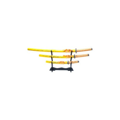 Japanese Samurai Katana Sword Set Yellow 3pc