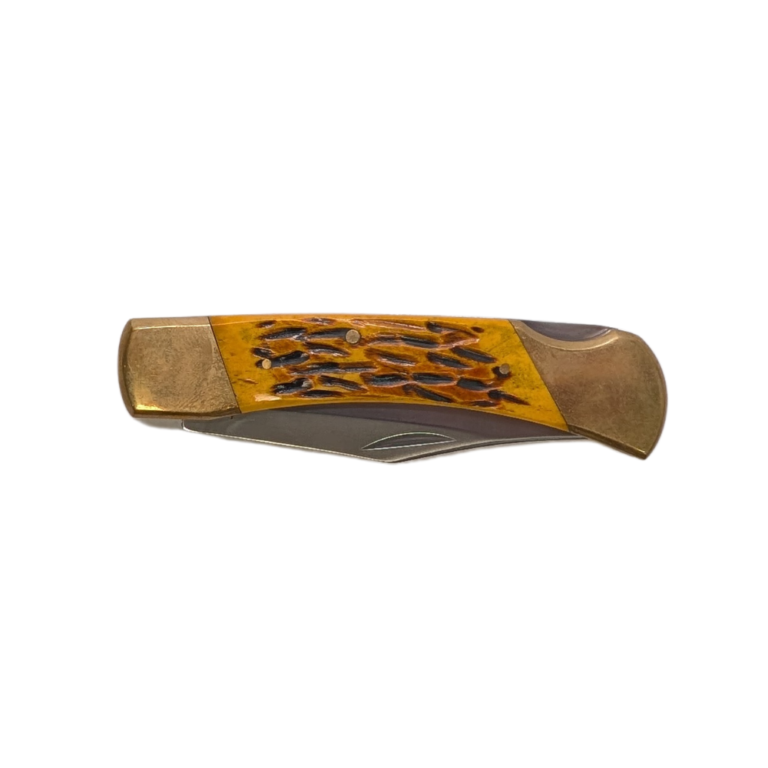 SICUT LOCKBACK 5" BONE HANDLE W/ LEATHER POUCH