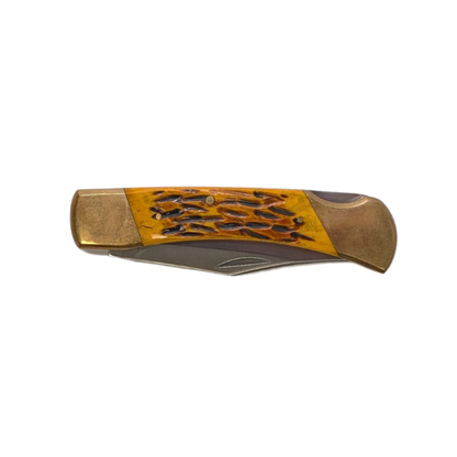 SICUT LOCKBACK 5" BONE HANDLE W/ LEATHER POUCH