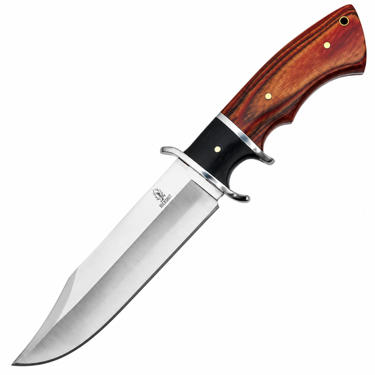 Buckshot Wood Grain Handle w/Finger Stopper Fixed Blade